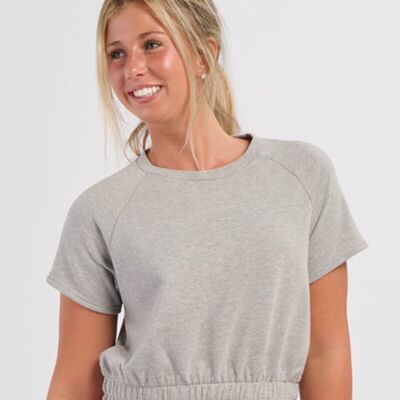 Women's French Terry Short Sleeve Cropped Crewneck Sweatshirt Thumbnail