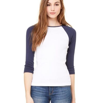 Women’s 1X1 Baby Rib Raglan Three-Quarter Sleeve Tee Thumbnail