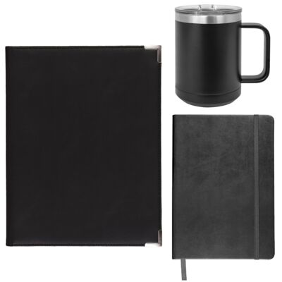 Faux Leather Portfolio + 5" x 8" Journal + 15oz Travel Mug  Thumbnail
